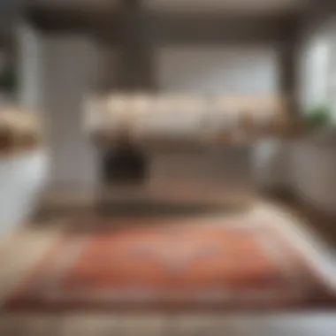 Elegant Large Rug in Modern Kitchen Elegant large rug enhancing a modern kitchen
