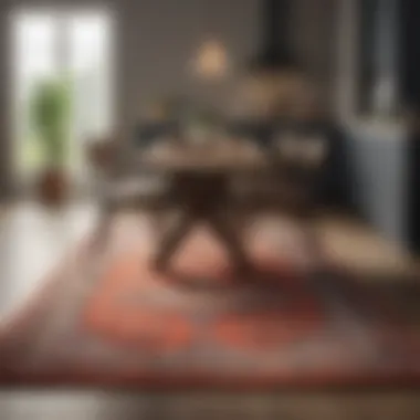 Stylish Rug Defining Dining Area Stylish rug defining a dining area within the kitchen