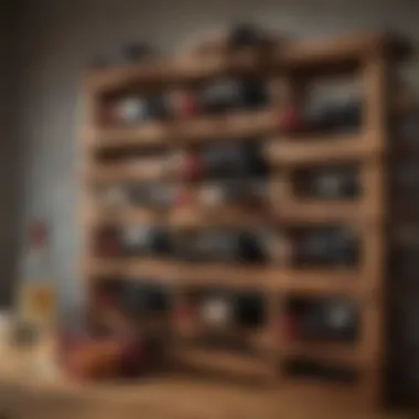 Assorted materials used in creating a rustic wine rack