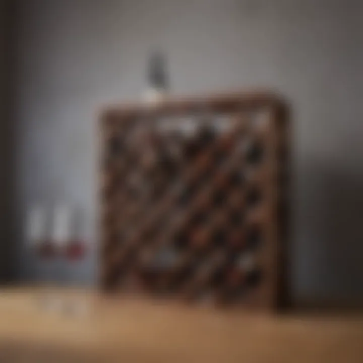 Vintage-inspired wine rack integrated into modern interior decor