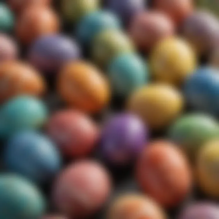 Creative patterns on Easter eggs using innovative dyeing techniques