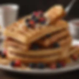 Elegant display of perfectly cooked waffles with fresh toppings