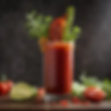 An artistic display of a Bloody Mary with spices