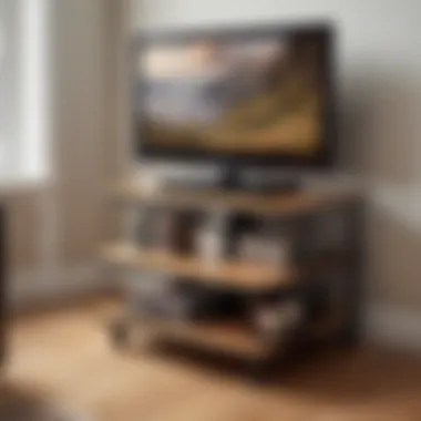 Functional lazy Susan TV stand optimizing space in a small room