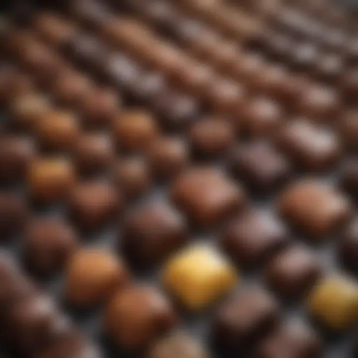 A variety of gourmet chocolates displayed beautifully