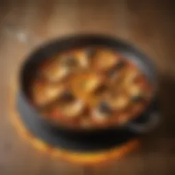 A sleek paella pan on an induction cooktop showcasing its modern design