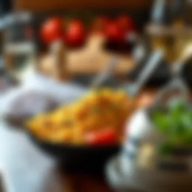 The Art of Traditional Paella A vibrant paella dish highlighting the use of traditional rice cooked to perfection.