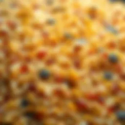 A close-up view of various types of paella rice grains showcasing their unique textures.