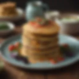 A colorful plate of assorted vegetable pancakes showcasing vibrant ingredients.