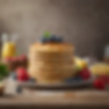 A visually appealing arrangement of pancake ingredients highlighting fresh produce.