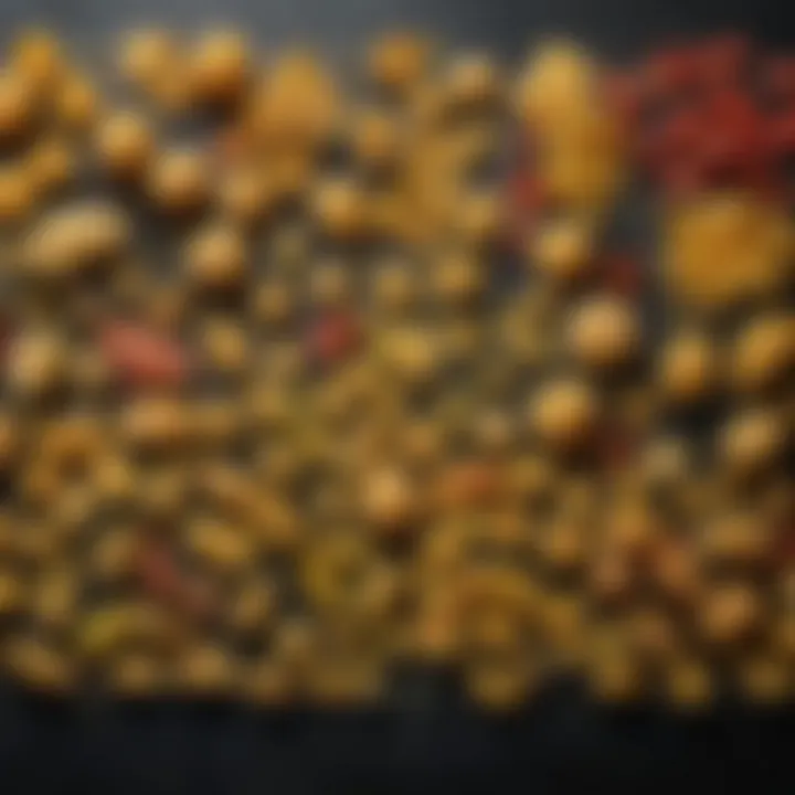 An assortment of unique pasta shapes alongside ingredients that complement them.
