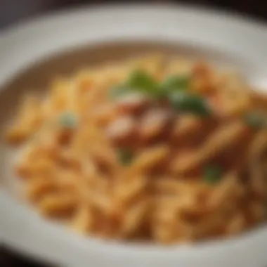 Elegant Presentation of Traditional Pasta Dish A traditional dish featuring a lesser-known pasta variety served elegantly.