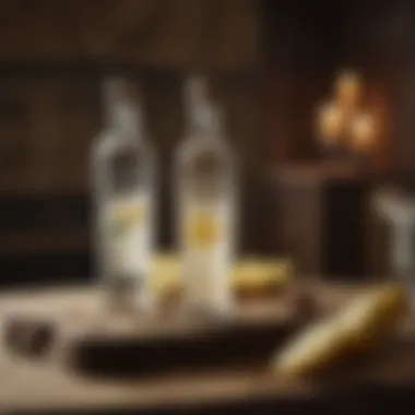 Chic Presentation of Vanilla Vodka Drinks Serene setting with beautifully presented vanilla vodka drinks on a rustic wooden table