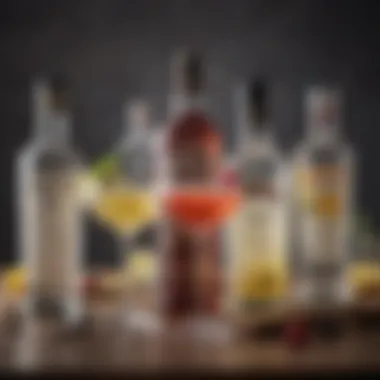 Diverse Vanilla Vodka Cocktails Artfully arranged selection of drinks showcasing the versatility of vanilla vodka in various cocktails