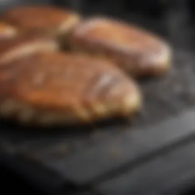 Close-up of griddle features and textures