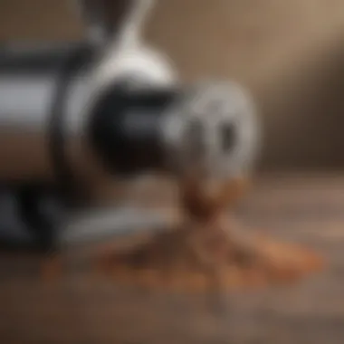 Close-up of the grinder demonstrating its dual functionality.