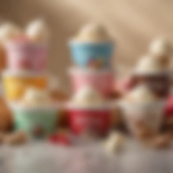 A vibrant background showcasing various Great Value ice cream containers.