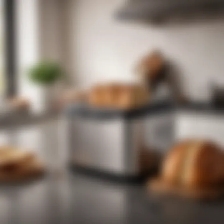 A sleek bread maker on a kitchen countertop showcasing modern design