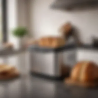 Modern Bread Maker Displayed on Countertop A sleek bread maker on a kitchen countertop showcasing modern design