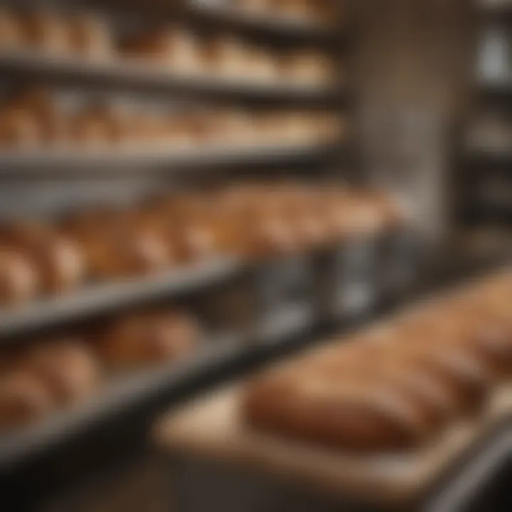 A variety of bread makers lined up in a retail setting