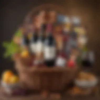 Artfully Crafted Gift Basket A beautifully arranged gift basket filled with gourmet treats and fine wines.