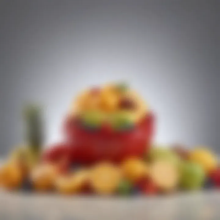A colorful display of fruits with high fiber content