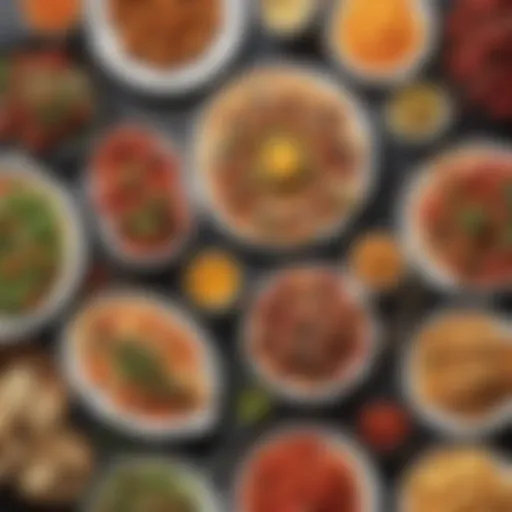 Colorful platter of assorted appetizers