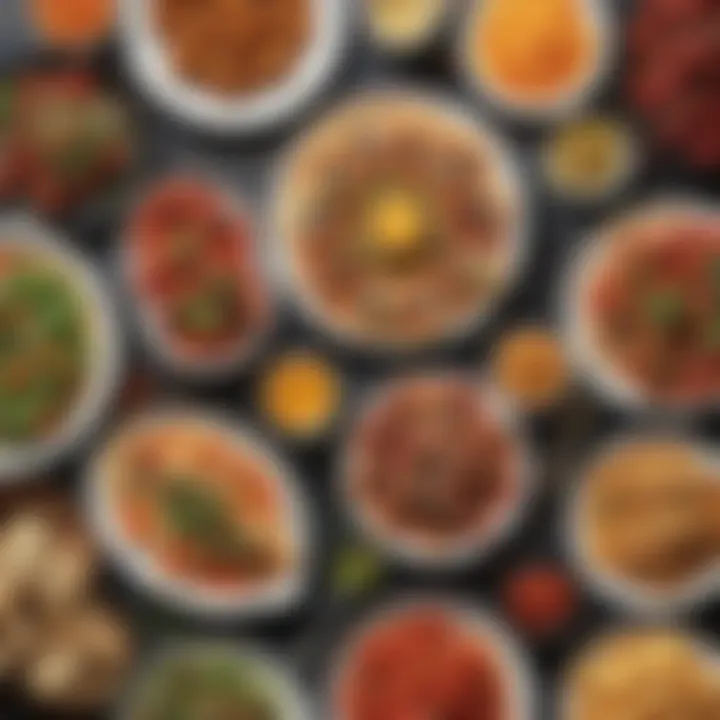 Colorful platter of assorted appetizers