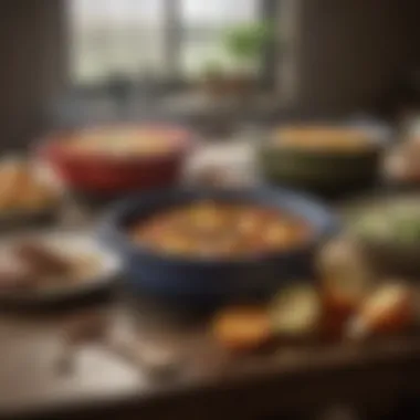 Versatile Dishes from the Dutch Oven A variety of dishes made using the Dutch oven, symbolizing its versatility