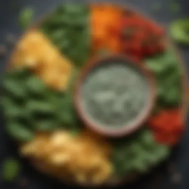 Vibrant Ingredients for Outback Spinach Dip Fresh spinach leaves alongside a selection of colorful ingredients that contribute to the dip's flavor.