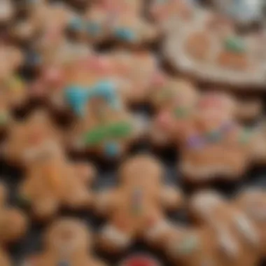 Close-up of gingerbread decorations with vibrant colors
