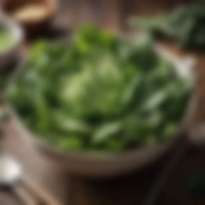 Green leafy vegetables in a bowl