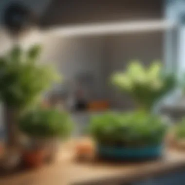 Stylish Indoor Leafy Greens Setup A stylish indoor setup for growing leafy greens with containers and natural light