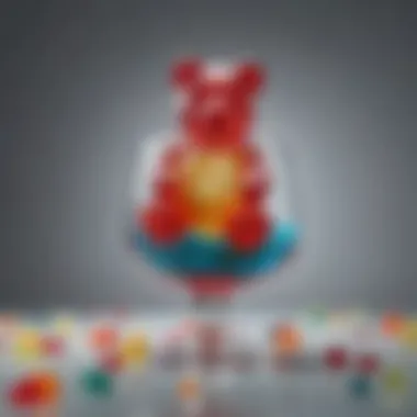 Cocktail glass filled with gummy bear infused vodka