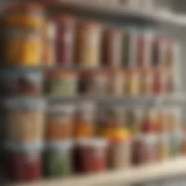 Labeled Food Storage Containers Colorful array of food storage containers with labeled contents