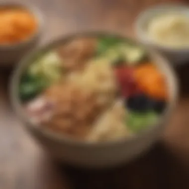 Nutritious Grain Bowl Selection A hearty grain bowl filled with nutritious ingredients