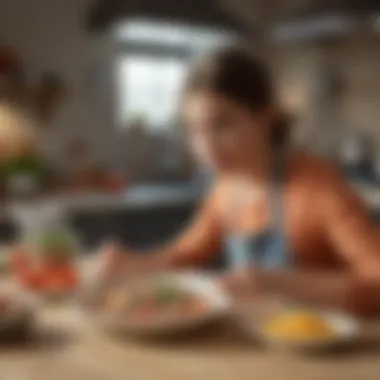 Involving Teens in Meal Creation Teenager engaging in meal preparation with fresh ingredients