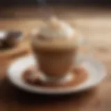A steaming cup of coffee topped with a sprinkle of cinnamon and a dash of coconut milk