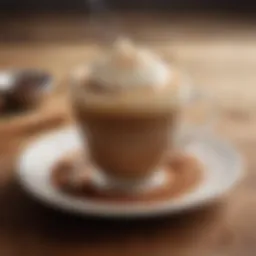 A steaming cup of coffee topped with a sprinkle of cinnamon and a dash of coconut milk