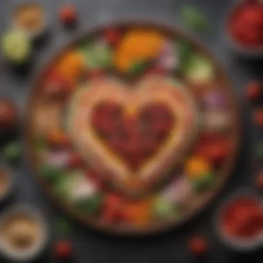 Artful Heart-Healthy Dish A heart-healthy plate artfully arranged with colorful foods