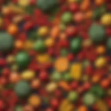 Fresh Fruits and Vegetables A colorful array of fresh fruits and vegetables arranged artfully