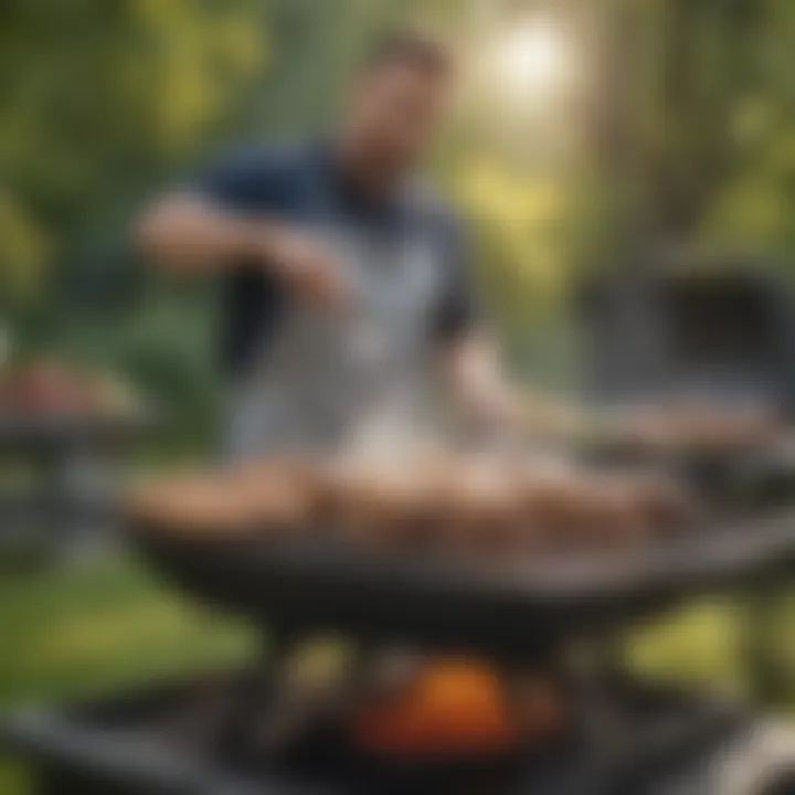Grilling burgers on an outdoor grill