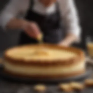Artisan Cheesecake Crust Preparation A beautifully crafted cheesecake crust made from crushed biscuits and butter, ready for filling.