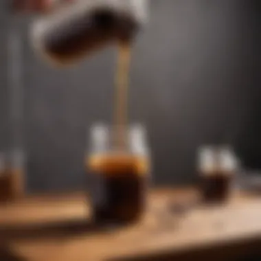 Cold brew coffee setup with jars and coffee grounds