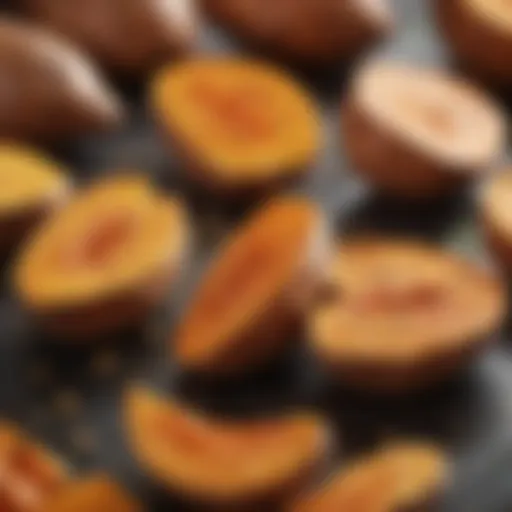 Golden brown roasted sweet potatoes