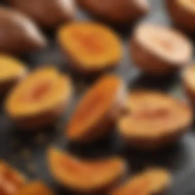 Golden brown roasted sweet potatoes Golden brown roasted sweet potatoes