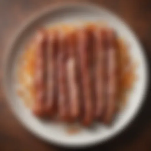 Deliciously crispy bacon strips arranged on a plate