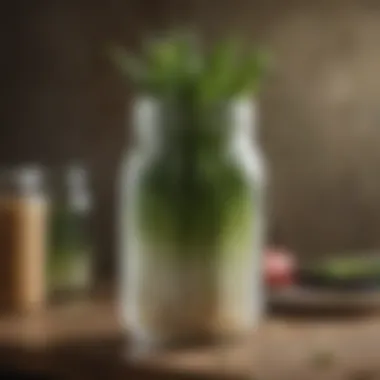 Jar Storage Method for Green Onions Green onions stored in a glass jar with water