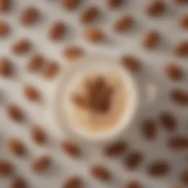 Key Ingredients of the Iced Butter Pecan Latte An artistic arrangement of coffee beans, pecans, and butter highlighting the latte's ingredients