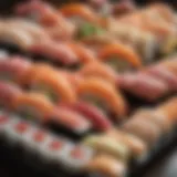 Diverse selection of sushi and seafood at the buffet